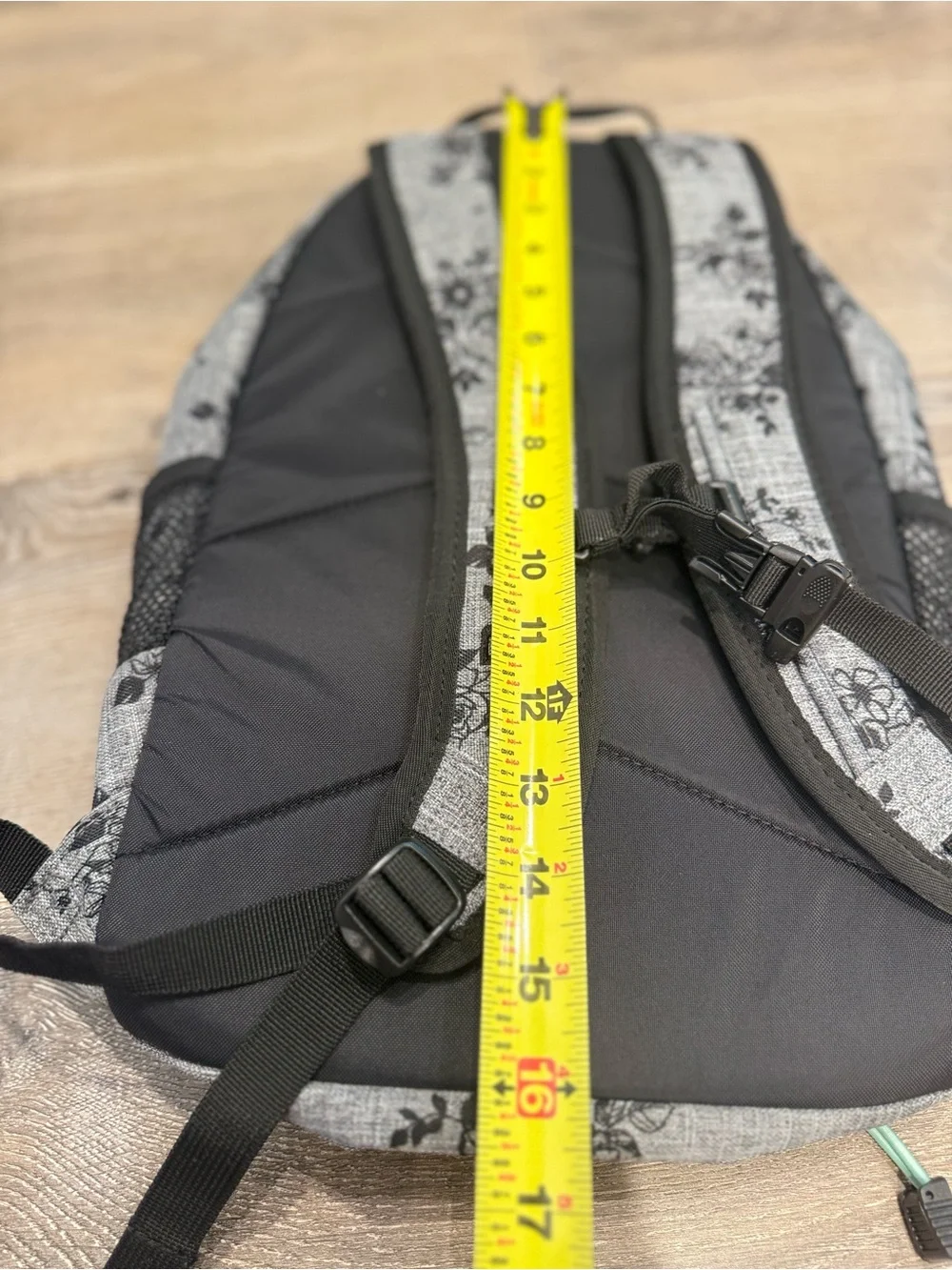 Dakine Gray Floral Backpack with Mint Bungee